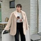 Wide-lapel Eco-fur Coat