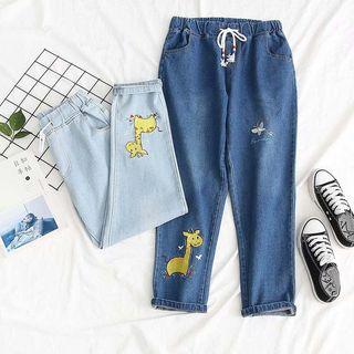 Giraffe Applique Harem Jeans