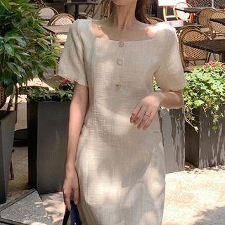 Short-sleeve Fringed A-line Mini Dress