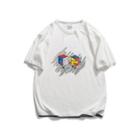 Elbow-sleeve Rubiks Cube Print T-shirt