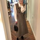 Plain Shirt / Houndstooth Midi Pinafore Dress