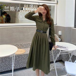 Long-sleeve Midi A-line Cargo Dress