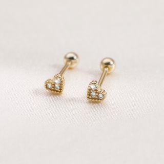 Rhinestone Heart Barbell Earring