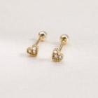 Rhinestone Heart Barbell Earring