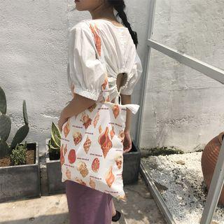Shell Print Shopper Bag White & Brown - One Size