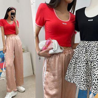 U-neck Cropped Ringer T-shirt