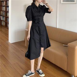 Asymmetrical Short-sleeve Shirtdress