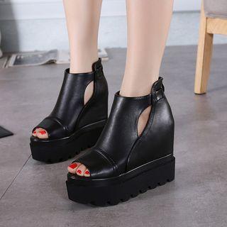 Peep Toe Platform Hidden Wedge Shoes