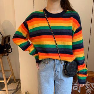 Striped Crew-neck Sweater Multicolor - One Size