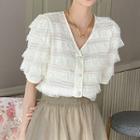 Short-sleeve Tiered Lace Blouse