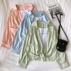 Mock Two-piece Lettering Twisted Blouse