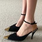 Pointed Chained Ankle Strap Stiletto Pumps