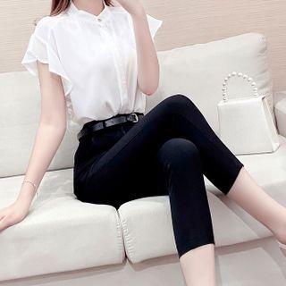 Set: Cap-sleeve Shirt + Skinny Pants