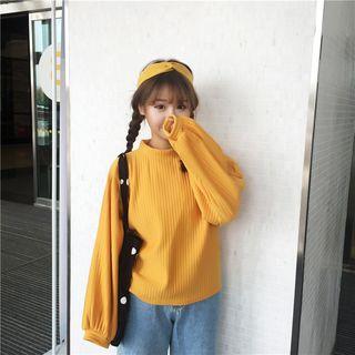 Mock Neck Ribbed Pullover