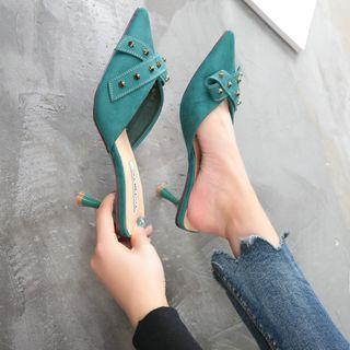 Bow Accent High Heel Mules