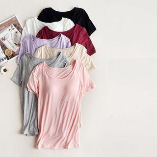 Plain Padded Short Sleeve Top