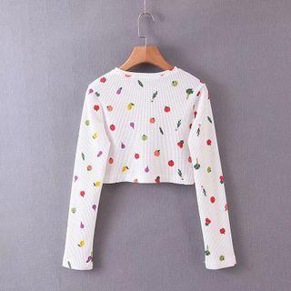 Fruit Print Cropped Cardigan