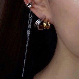 Non-matching Alloy Chained Earring Gold & Silver - One Size