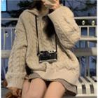 Hooded Cable Knit Sweater Almond - One Size