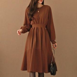 Waistband Ruffled Sweatshirt Dress
