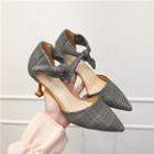 Plaid Pointed Kitten Heel Sandals