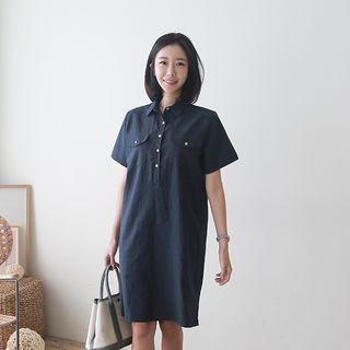 Pocket-detail Linen Blend Shirtdress