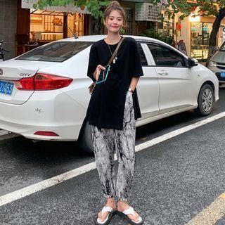 Short-sleeve Split T-shirt + Dyed Pants