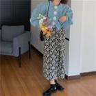 Cropped Cardigan / Floral Midi A-line Dress