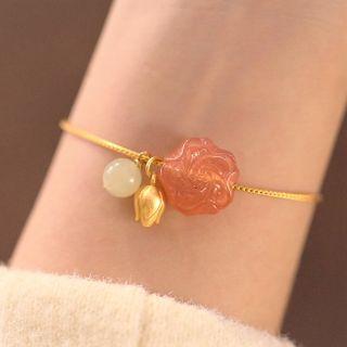 Rose Faux Gemstone Sterling Silver Bracelet