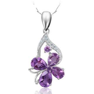 925 Sterling Silver Crystal Flower Pendant