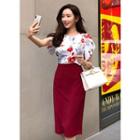 Petal-sleeve Floral Print Blouse