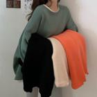 Round-neck Puff-sleeve Sweatshirt