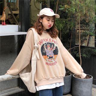 Cartoon Print Mock Two-piece Pullover