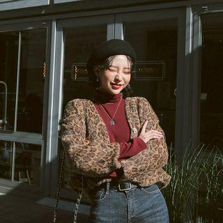 Furry Leopard Cropped Jacket One Size