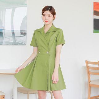 Double-button A-line Shirtdress