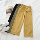 Plain High-waist Wide-leg Cargo Pants