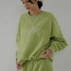 [nefct] Letter Fleece Sweatshirt Green - One Size