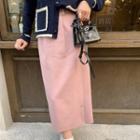 Side-slit Button-up Midi Pencil Skirt