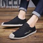 Letter Embroidered Lace-up Canvas Shoes