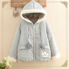 Cat Applique Hooded Padded Jacket