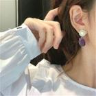 Faux Crystal Faux Pearl Dangle Earring Purple - One Size