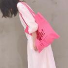 Lettering Canvas Shopper Bag Gah - Light - Fushsia - One Size