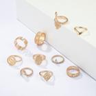 Set Of 10: Alloy Ring (assorted Designs) Set Of 10 - 8852 - One Size
