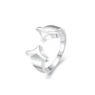 Simple And Fashion Double Arrow Adjustable Split Ring Silver - One Size