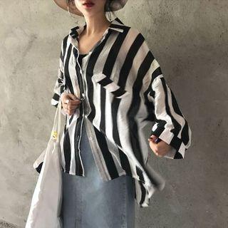 Long Sleeve Striped Shirt Stripes - Black & White - One Size
