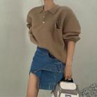 Collared Sweater / Denim Skirt