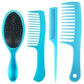 Set Of 4: Hair Comb / Brush (assorted Designs)