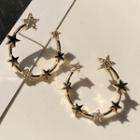 Rhinestone Star Hoop Earrings 1 Pair - As Shown In Figure - One Size