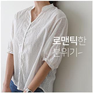 Eyelet-lace Dip-back Blouse
