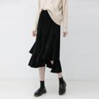 Asymmetrical Ruffle Hem Midi A-line Skirt Black - One Size
